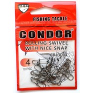 Вертлюг з карабіном Nice snap американка, Condor, 10 шт, розмір № 4