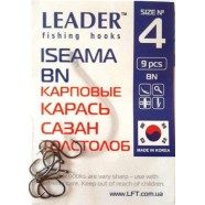 Гачки для риболовлі Leader ISEAMA BN, № 4 (9шт.)
