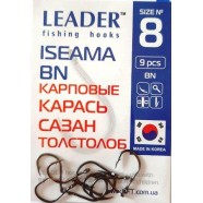 Гачки для риболовлі Leader ISEAMA BN, № 8 (9шт.)