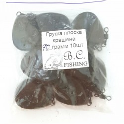 Грузило Груша плоска фарбована з вертлюгом, вага 55г