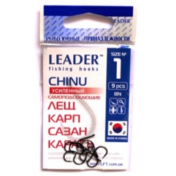 Гачки для риболовлі Лідер CHINU посилений BN, № 1 (9шт.)
