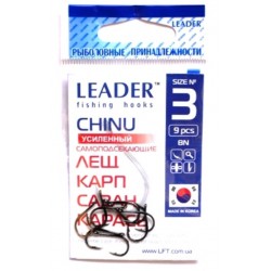Гачки для риболовлі Лідер CHINU посилений BN, № 3 (9шт.)