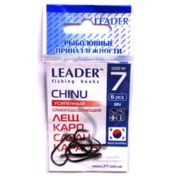 Гачки для риболовлі Лідер CHINU посилений BN, № 7 (6шт.)