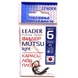 Гачки Leader MUTSU лайт BN, 5шт, розмір № 6