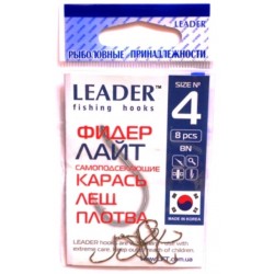 Гачки Leader ФІДЕР Лайт KAIZU BN, 8шт, розмір № 4