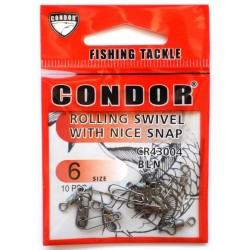 Вертлюг з карабіном Nice snap американка, Condor, 10 шт, розмір № 6