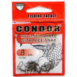 Вертлюг з карабіном Nice snap американка, Condor, 10 шт, розмір № 8