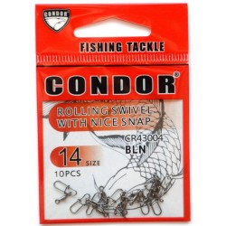 Вертлюг з карабіном Nice snap американка, Condor, 10 шт, розмір № 14