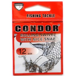 Вертлюг з карабіном Nice snap американка, Condor, 10 шт, розмір № 12