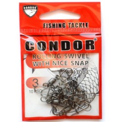 Вертлюг з карабіном Nice snap американка, Condor, 10 шт, розмір № 3