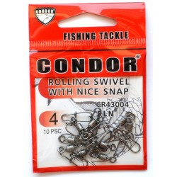 Вертлюг з карабіном Nice snap американка, Condor, 10 шт, розмір № 4