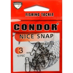 Карабін для риболовлі Condor, американка Nice snap, 10 шт, розмір № 3