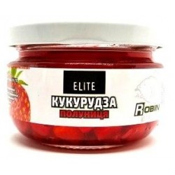Рибальська наживка Кукурудза ELITE ROBIN скло 125г., полуниця