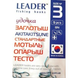 Гачки для риболовлі Leader AKITAKITSUNE TIN, розмір № 3