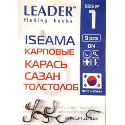 Гачки для риболовлі Leader ISEAMA BN, № 1 (9шт.)