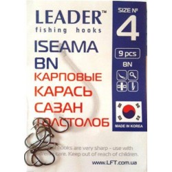 Гачки для риболовлі Leader ISEAMA BN, № 4 (9шт.)