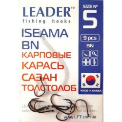 Гачки для риболовлі Leader ISEAMA BN, № 5 (9шт.)