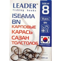 Гачки для риболовлі Leader ISEAMA BN, № 8 (9шт.)