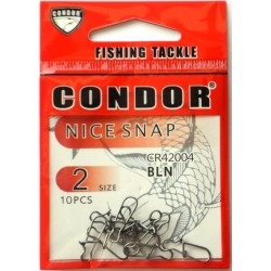 Карабін для риболовлі Condor, американка Nice snap, 10 шт, розмір № 2