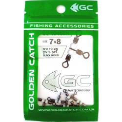 Вертлюг для риболовлі GC потрійний з намистинами 1046BN (5 шт), розмір №7x8