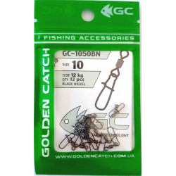 Застібка американка для риболовлі, з вертлюгом, GC 1050BN, 12 шт/уп, розмір №10