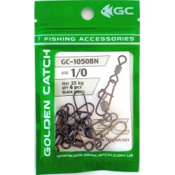 Застібка американка для снасті, з вертлюгом, GC 1050BN, 6 шт/уп, розмір № 1/0