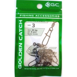 Застібка американка для риболовлі, з вертлюгом, GC 1050BN, 8 шт/уп, розмір №3