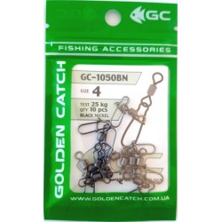Застібка американка для риболовлі, з вертлюгом, GC 1050BN, 10 шт/уп, розмір № 4