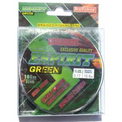 Шнур BratFishing ESPIRIT GREEN, зелений, плетіння 8 ниток, 100м., діаметр 0,17мм