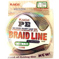 Шнур Kaida BRAID LINE, сірий, зелений 100м, діаметр 0,10мм
