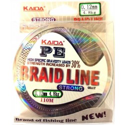 Шнур Kaida BRAID LINE, сірий, зелений 100м, діаметр 0,12мм