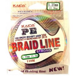 Шнур Kaida BRAID LINE, сірий, зелений 100м, діаметр 0,20мм