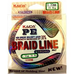 Шнур Kaida BRAID LINE, сірий, зелений 100м, діаметр 0,30мм