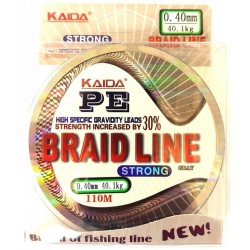 Шнур Kaida BRAID LINE, сірий, зелений 100м, діаметр 0,40мм