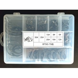 Набір кілець рибальських BTSG, #30,25,10,8,6,20,16,12, 75шт