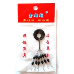 Стопори для поплавця, великі подвійні, чорні, 6 шт