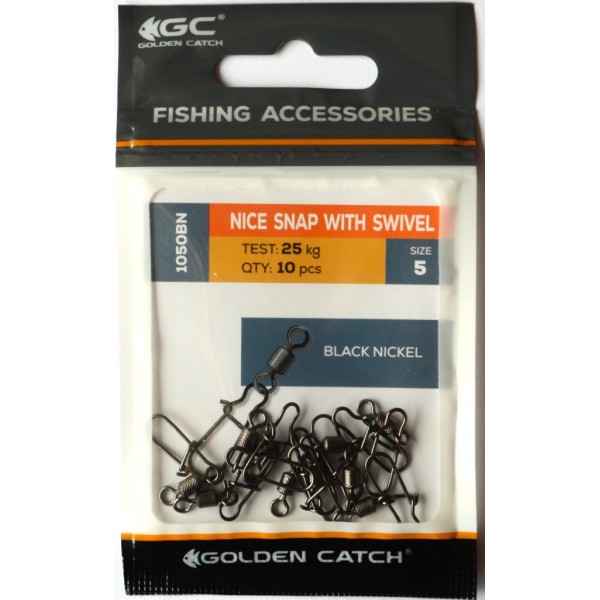 Застібка американка для снасті, з вертлюгом, GC 1050BN, 10 шт/уп, розмір №5