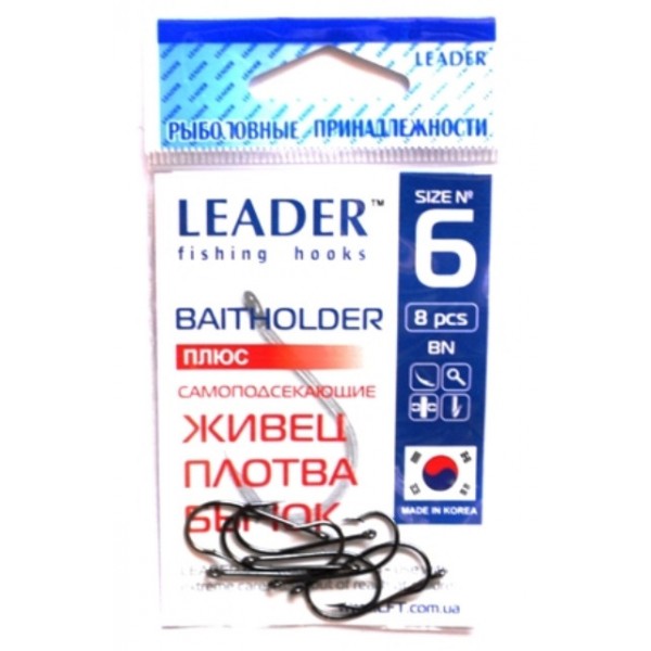 Гачки Лідер BAITHOLDER BN, № 6 (8шт.) Гачки Лідер BAITHOLDER BN, № 6 (8шт.)
