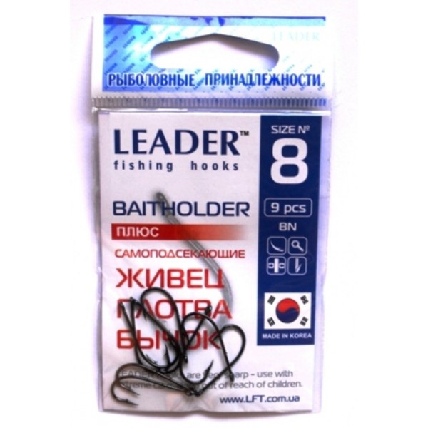 Гачки Лідер BAITHOLDER BN, № 8 (9шт.) Гачки Лідер BAITHOLDER BN, № 8 (9шт.)