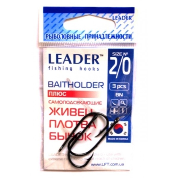 Гачки Лідер BAITHOLDER BN, № 2/0 (3шт.) Гачки Лідер BAITHOLDER BN, № 2/0 (3шт.)