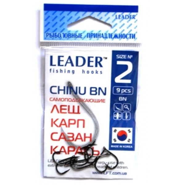 Гачки Leader CHINU BN, № 2 (9шт.) Гачки Leader CHINU BN, № 2 (9шт.)