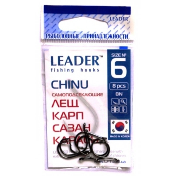 Крючки Leader CHINU BN, № 6 (7шт.) Крючки Leader CHINU BN, № 6 (7шт.)