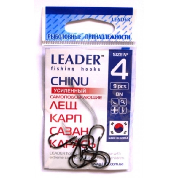 Крючки для рыбалки Лидер CHINU усиленный BN, № 4 (9шт.) Крючки для рыбалки Лидер CHINU усиленный BN, № 4 (9шт.)