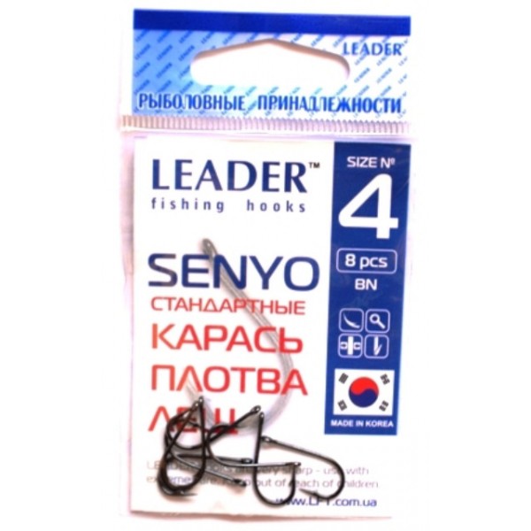 Рибальські гачки Leader SENYO BN, № 4 (8шт.) Рибальські гачки Leader SENYO BN, № 4 (8шт.)