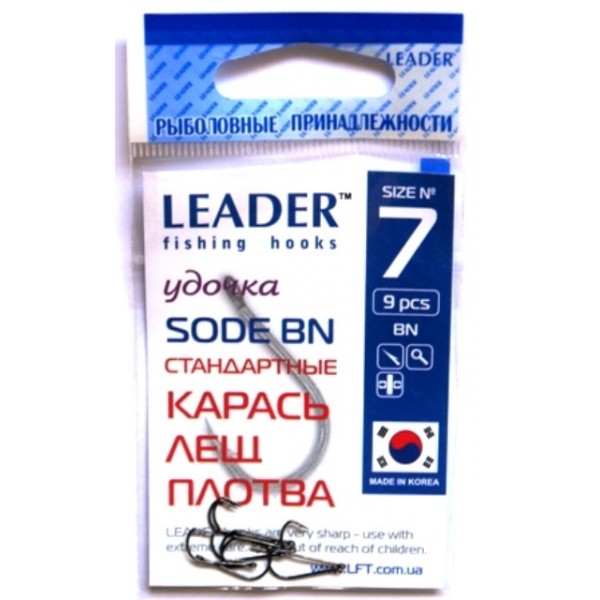 Рибальські гачки Leader SODE BN, № 7 (9шт.) Рибальські гачки Leader SODE BN, № 7 (9шт.)