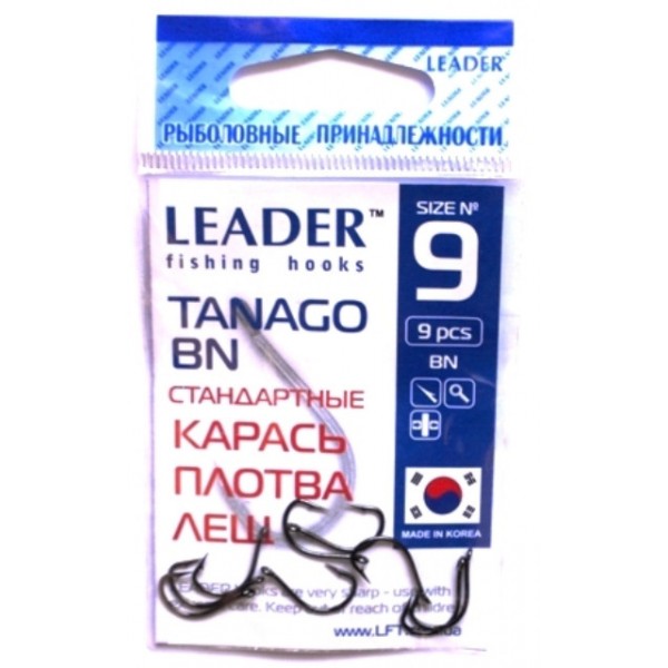 Гачки для риболовлі Лідер TANAGO BN, № 9 (9шт.) Гачки для риболовлі Лідер TANAGO BN, № 9 (9шт.)