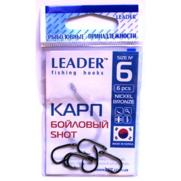 Крючки Лидер Карп Бойловый SHOT BN, № 0,3 (10шт.) Крючки Лидер Карп Бойловый SHOT BN, № 0,3 (10шт.)