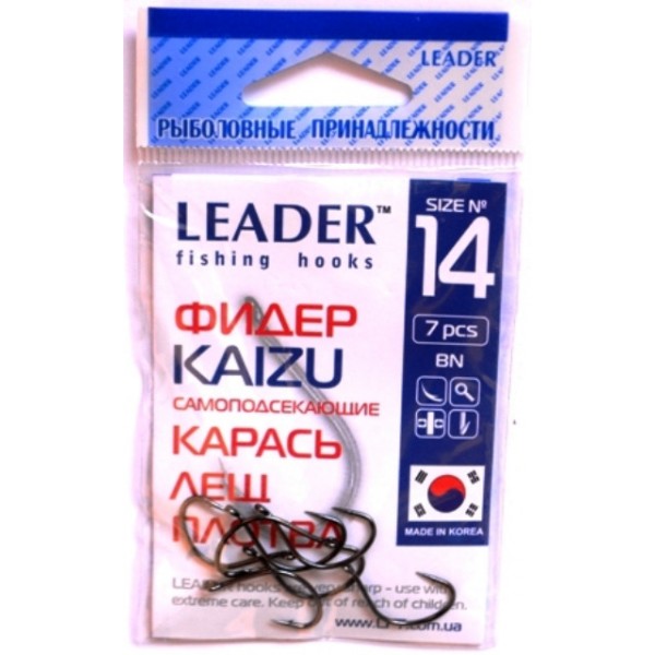 Крючки Лидер ФИДЕР KAIZU BN, №14, (7шт) Крючки Лидер ФИДЕР KAIZU BN, №14, (7шт)