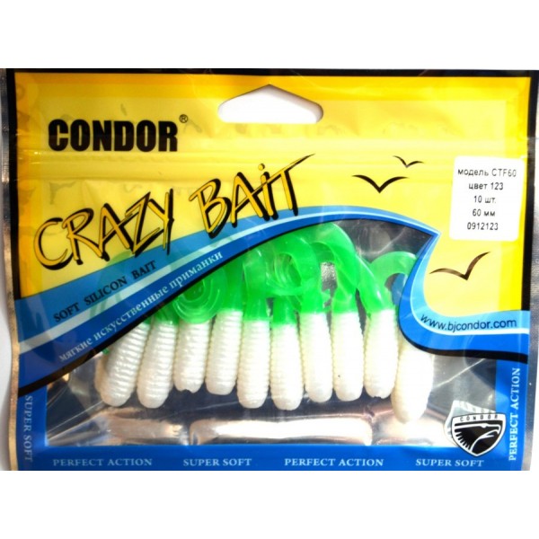 М'яка принада твістер Crazy bait CTF60, 60мм, колір № 123 М'яка принада твістер Crazy bait CTF60, 60мм, колір № 123