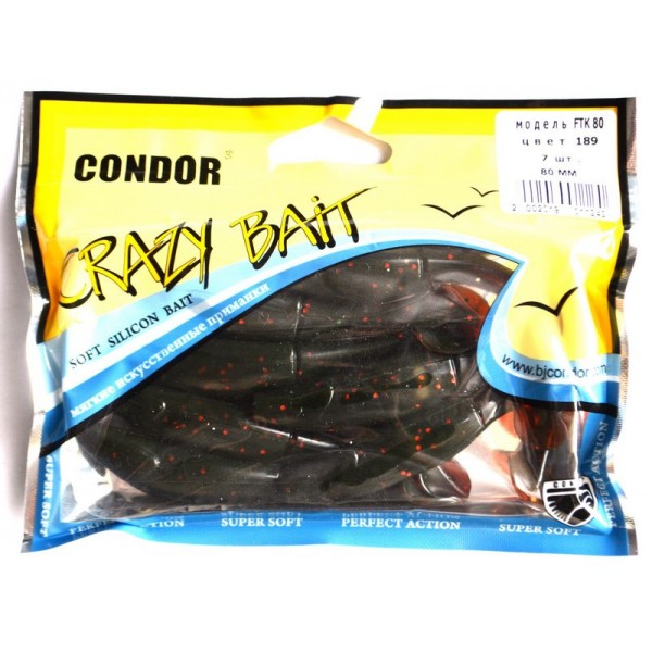 Силіконова принада їстівна Condor (Кондор), FTK-80, 80мм, 7шт., колір № 189 Силіконова принада їстівна Condor (Кондор), FTK-80, 80мм, 7шт., колір № 189